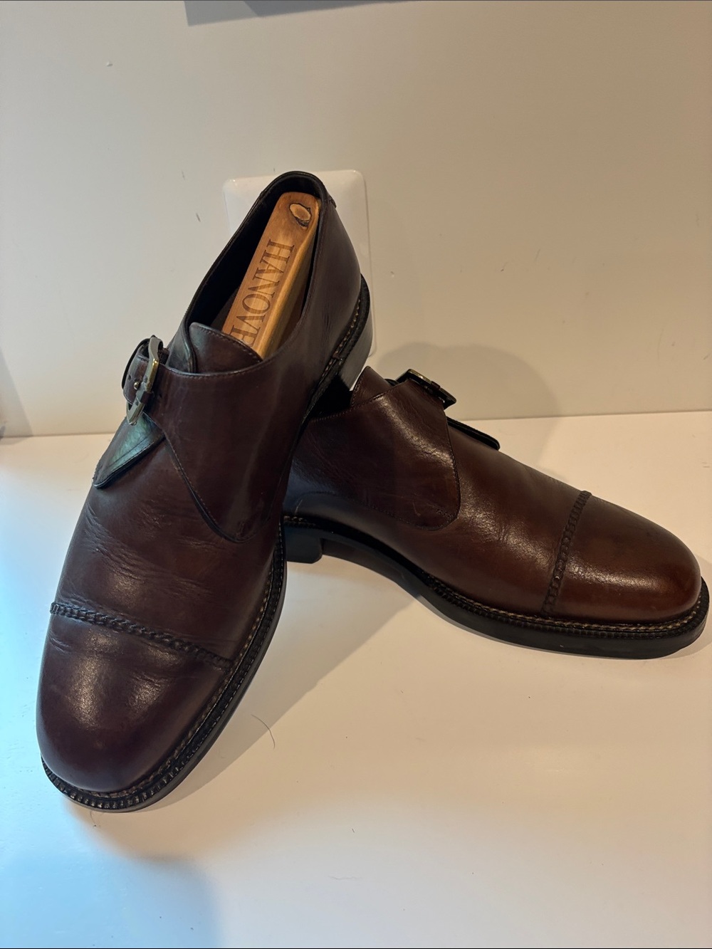 Cole Haan Dark Brown Leather Single Monk Strap Oxfords